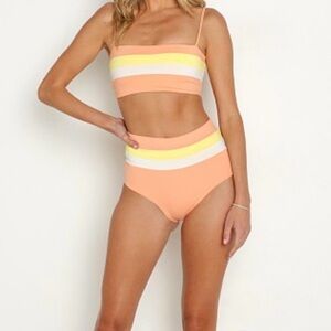 Striped Bikini Set in Orange and Yellow